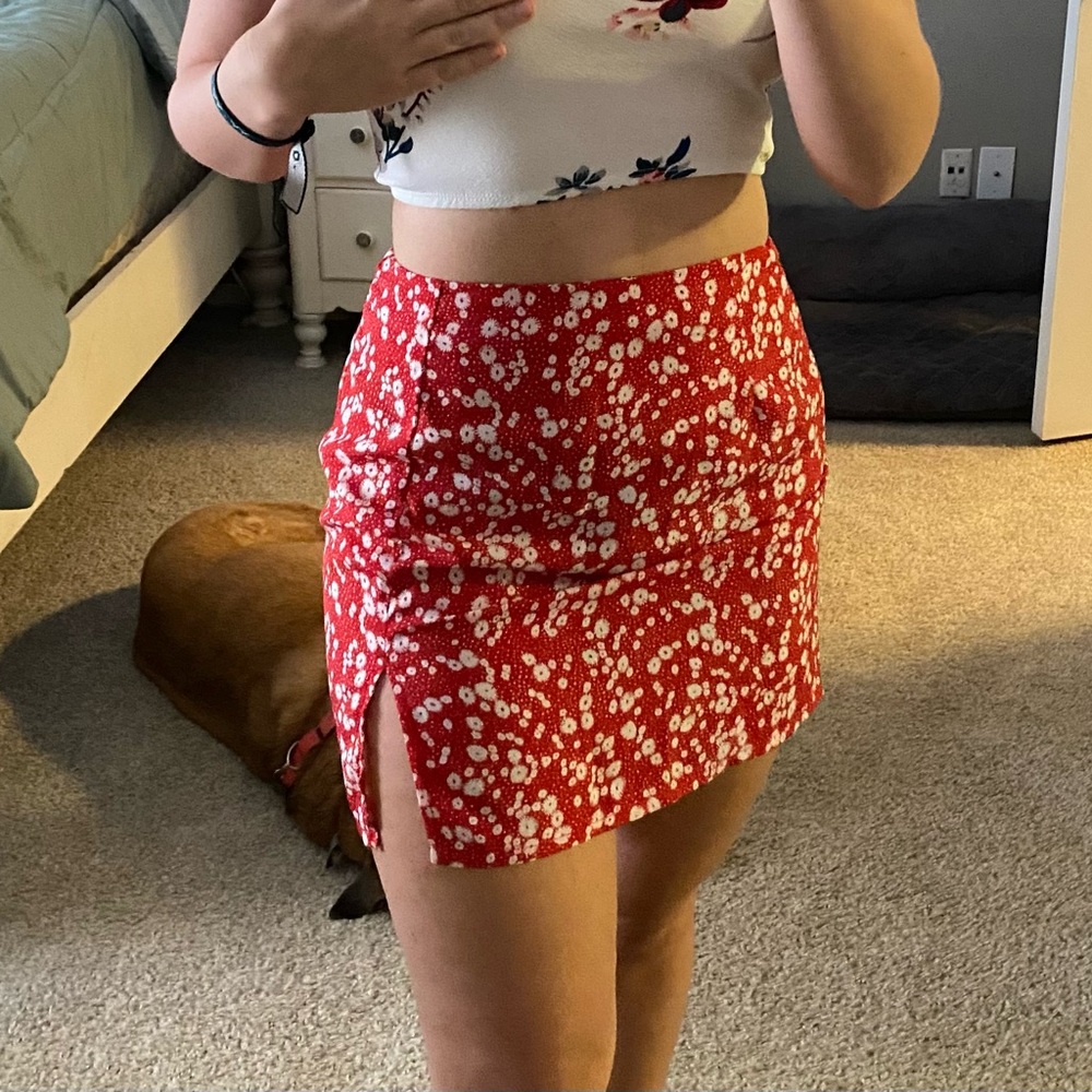Shein Red & White Skirt